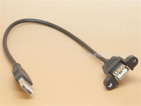 usb panel mount extension cable a male to a female 30cm [6578] sunrom electronics