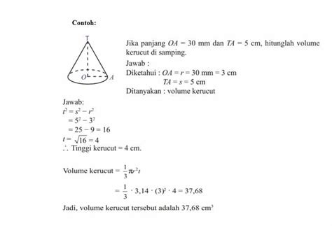 Soal Dan Jawaban Matematika Volume Bangun Kerucut Kelas
