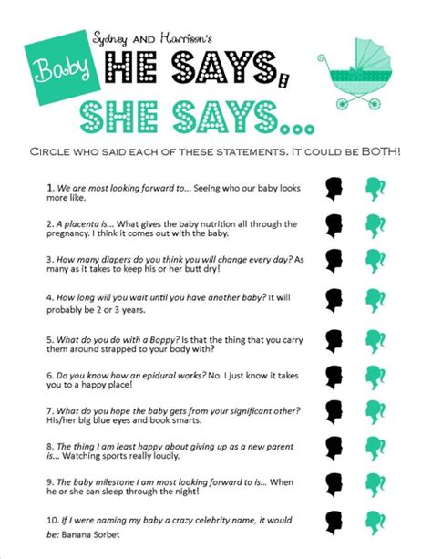 Hilarious 20 Questions Baby Shower Game Baby Shower Ideas 20 More