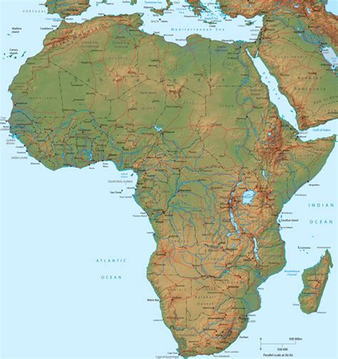 Large Detailed Physical Map Of Africa Africa Large Detailed Physical Map Vidiani Com Maps