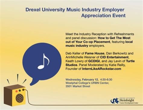 Our internship programs provide students with the opportunity to live and work in some. Music Industry Internship Success Panel Today at Drexel ...