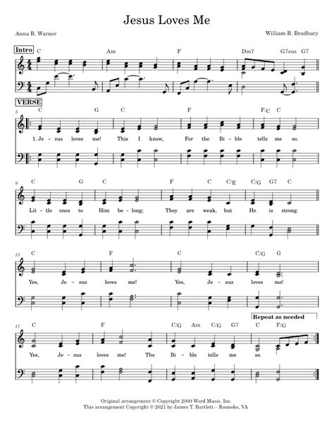 Jesus Loves Me Sheet Music For Piano Solo