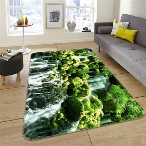 3d Waterfall With Trees Ff495 Floor Non Slip Rug Room Mat Etsy