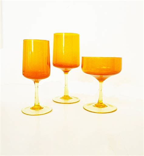 1970 S Orange Glassware Etsy Glassware Pretty Display Orange
