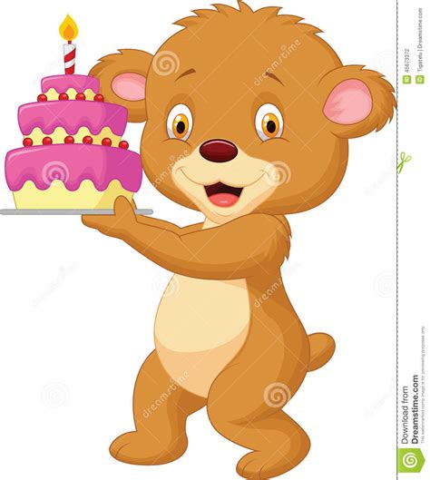 Bear Cartoon With Birthday Cake Stock Vector