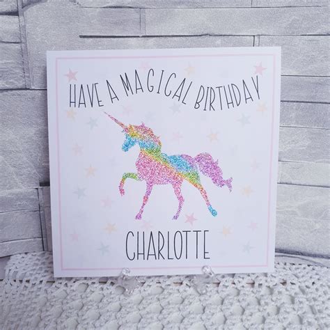 Personalised Unicorn Birthday Card For A Girl Handmade Etsy Unicorn