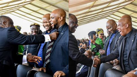 Julius Malema And Floyd Shivambu Sharing Laugh With Cyril Ramaphosa At Funeral Youtube