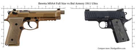Beretta M9a4 Full Size Vs Bul Armory 1911 Ultra Size Comparison