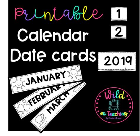 Printable Calendar Date Cards • Teacha