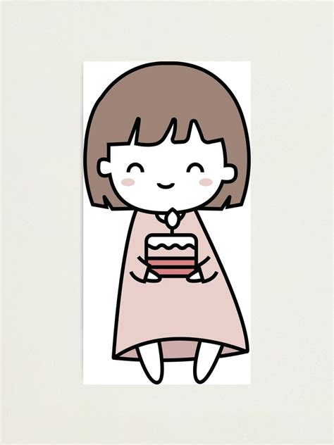 Cute Anime Girl Stickers Cute Anime Girl With Cake Photographic