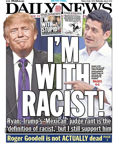 Im With Racist Brutal New York Daily News Cover Mocks Paul Ryan