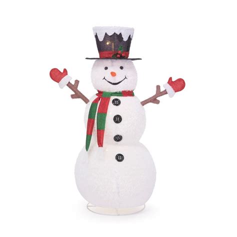 Home Accents Holiday 58 Inch Led Lit Collapsible Snowman Outdoor