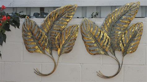 Lot Two Large Metal Palm Leaf Wall Decor Pieces