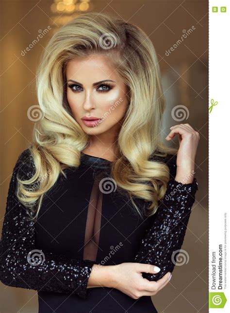 Elegant Blonde Lady Looking At Camera Stock Image Image Of Head