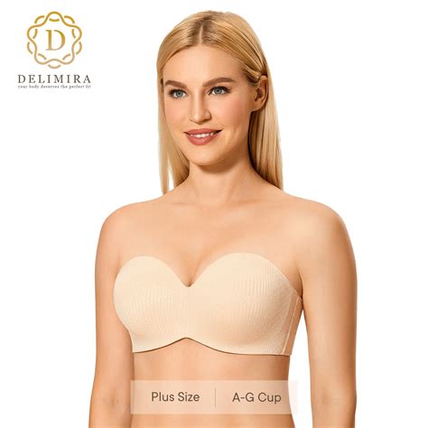 Delimira Women S Minimizer Strapless Bra Plus Size Smooth Jacquard