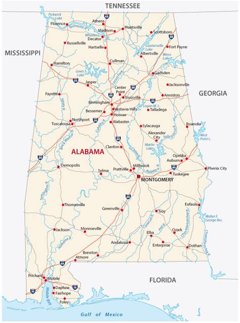 Map Of Alabama Guide Of The World
