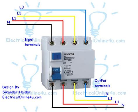 He help me to draw the schematics, every diagram need him 7 hour to draw. How To Wire A 4 Pole RCD Circuit Breaker For 3 Phase 4 Wire System | Electrical Online 4u