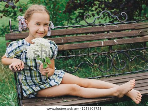 Girl Summer Dress Little Girl Sitting Stock Photo 1256606728 Shutterstock