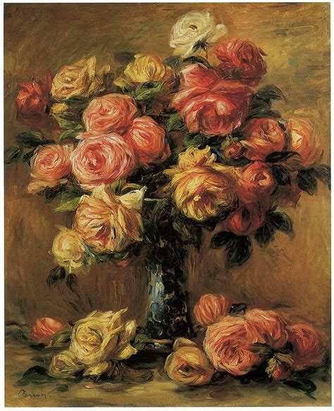 Les Roses Dans Un Vase Painting By Pierre Auguste Renoir Fine Art America