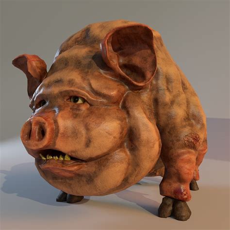 3d Model Scary Pig Vr Ar Low Poly Cgtrader
