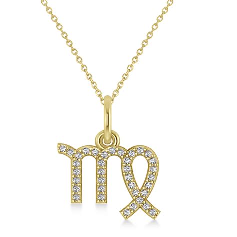 Virgo Zodiac Diamond Pendant Necklace 14k Yellow Gold 018ct Az2483