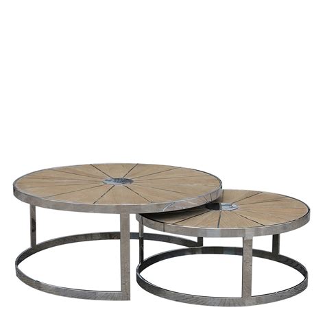 Grey Round Coffee Table With Stools Scandi Round Nest Of Side Tables
