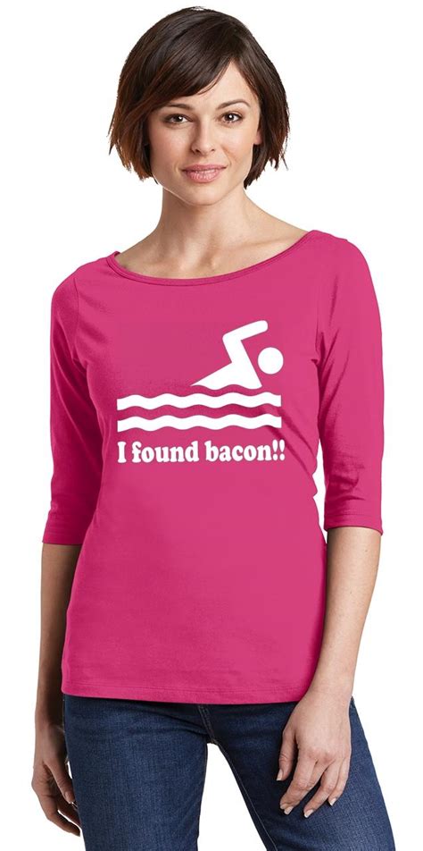 Ladies I Found Bacon Scoop 34 Slv Tee Meat Graphic Bacon Lover T Shirt