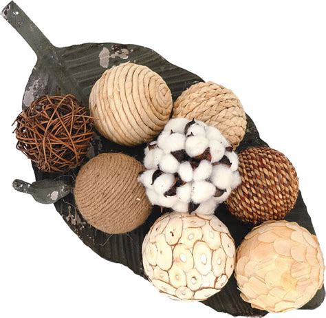 Idyllic Decorative Balls For Bowls Natural Wicker 3 Inches Rattan Woven