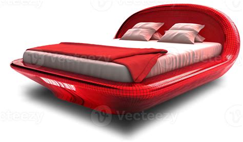 The Beds Futuristic Red Bed On Transparent Background Generative Ai