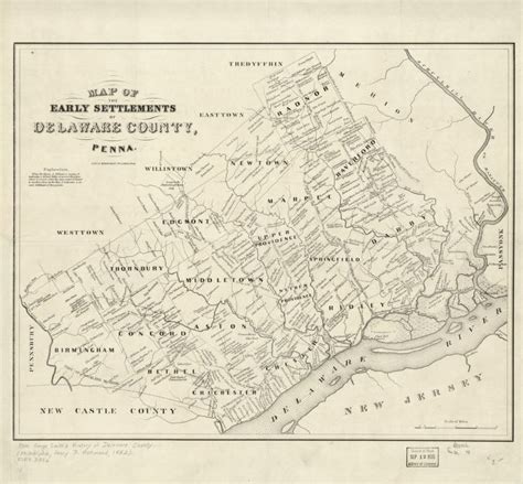 Map Of The Early Settlements Of Delaware County Penna Library Of
