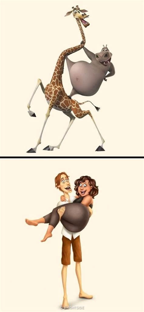Melman And Gloria Madagascar Cartoon People Funny Disney Cartoons Disney Characters As Humans