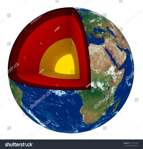 3d Render Of Earth Cross Section Showing Its Internal Structure Stock