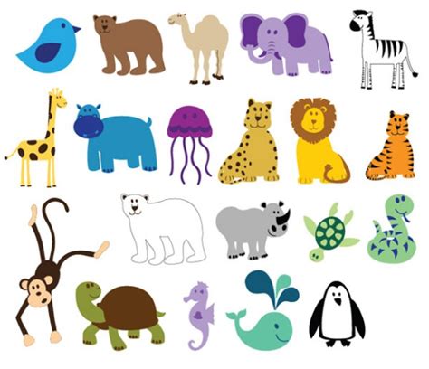 Compact Colorful Zoo Animals Vector Download Free Animal Vectors