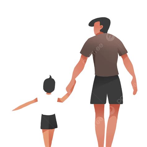 Gambar Ayah Dan Anak Perempuan Berjalan Tas Sekolah Ayah Hari Ayah