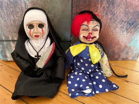 Hand Made Evil Dolls Nun Clown Bongo Puppet Combo Nun Massacre Etsy