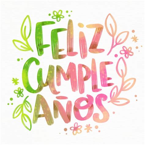 Chope de bière bougies anniversaire. Feliz cumpleaños lettering with flowers and leaves | Free ...