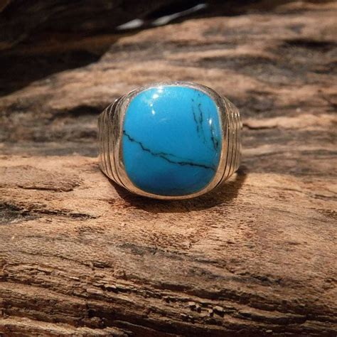 Large Mens Ring Mexico Sterling Silver Mens Turquoise Ring Etsy