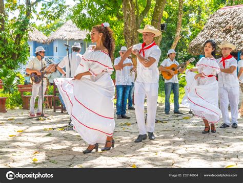 Dancers Costumes Musicians Perform Traditional Cuban Folk Dance Cuba
