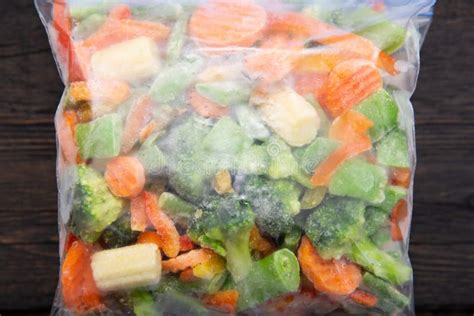 Frozen Vegetables In A Plastic Bag Healthy Food Storage Concept Stock