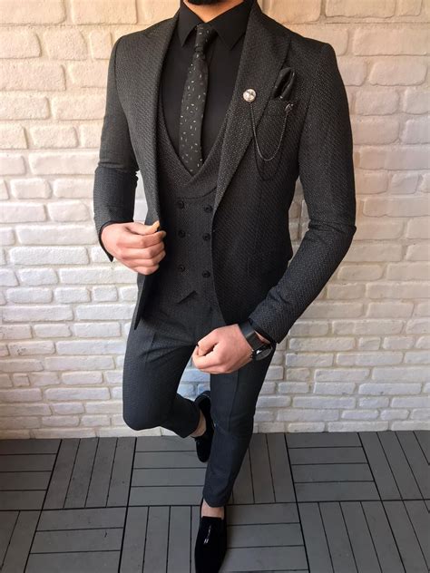 fremont black slim fit patterned suit bespoke daily designer suits for men black suit men
