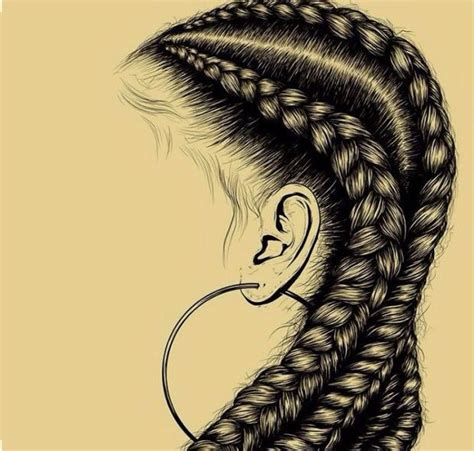 Pics 17 year old black artist creates viral challenge to. Hair Black woman braids cornrows ear ring drawing doodle ...