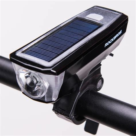 内祝い ライト 自転車 ヘッドライト ソーラーパネル ソーラーチャージャー 350ルーメン ホーン付き 防水 Usb充電も可能