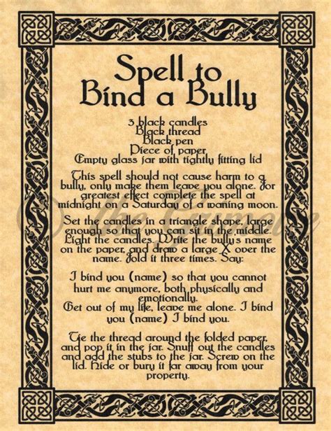 Spell To Bind A Bully Book Of Shadows Spells Page Witchcraft Wicca Pagan Witchcraft Spell