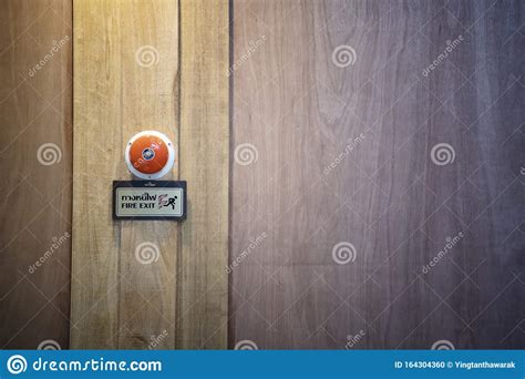 Fire Exit Sign Security Point On Wood Wall Stock Photo
