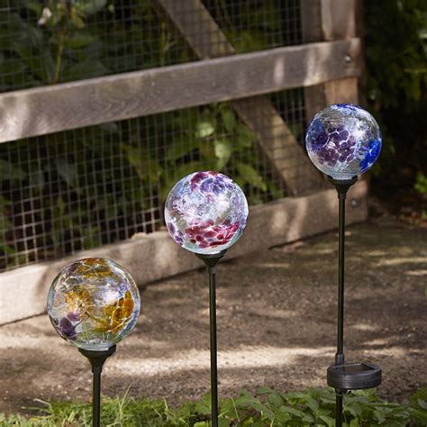 Solar Light Garden Stake Flower Globes Garden Art Glass Globe Uncommongoods