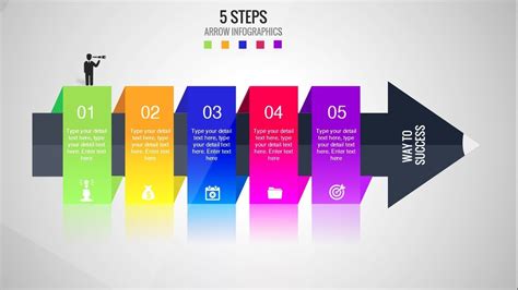 5 Steps Arrow Infographics Template For Powerpoint Timelines Stages