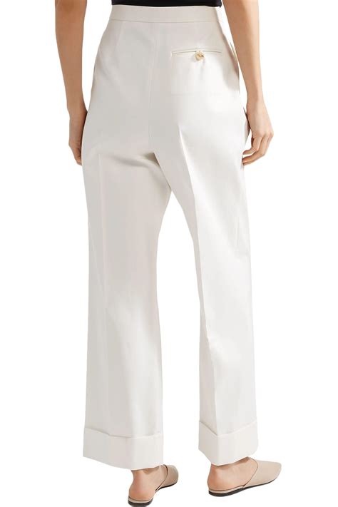 The Row Liano Pleated Cotton Twill Wide Leg Pants White Lyst