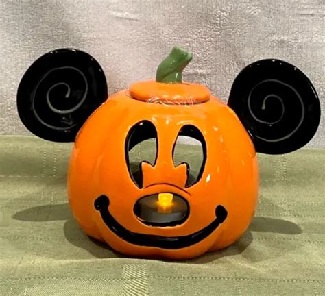 Disney Mickey Mouse Halloween Pumpkin Votive Candle Holder Tea Light