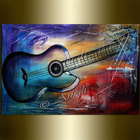 Guitarpainting Details About Large Guitar Painting Music Artwork