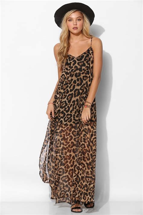 Lyst Reverse Leopard Print Chiffon Maxi Dress